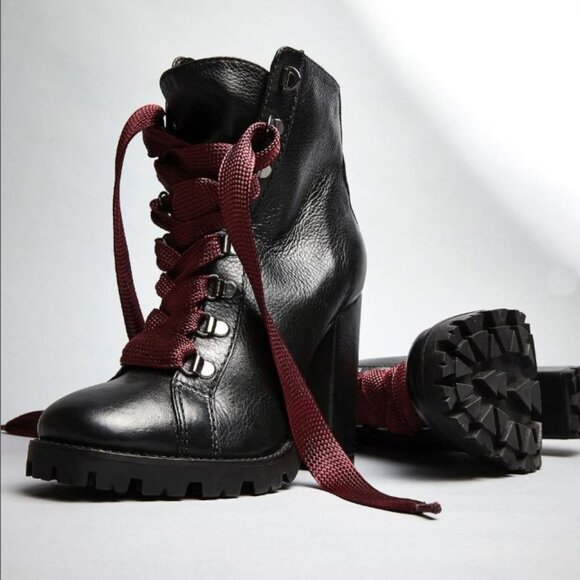 Schutz Zhara Lace up Ankle High Heel Bootie Size 8.5 Black Leather NEW $158 - Picture 16 of 16